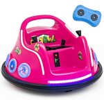 Goplus auto - tamponneuse 12v rotation � 360� avec t�l�commande parental lumi�re musique pour enfants ...
