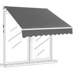 Goplus auvent r�tractable avec manivelle store banne manuel avec rev�tement pa et cadre en aluminium ...