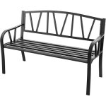 Goplus banc de jardin ext�rieur en m�tal pour 2 - 3 personnesavec dossier haut - accoudoirs arrondischarge ...