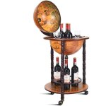 Goplus meuble range bouteille mobile avec rangement ferm� et etag�re ouverte - 47x47x90cm brun