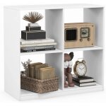 Goplus biblioth�que 4 cubes 73x33x73cm anti - basculement �tag�re de rangement en bois pour chambre salon ...