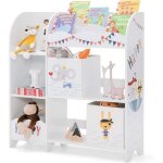 Goplus biblioth�que enfant en bois meuble de rangement � jouets / livres 93x30x102cm3 �tag�res / 2 bo�tes ...
