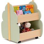 Goplus biblioth�que pour enfants en forme d?arbre adorable avec 3 compartimentsroues universelles46 x ...