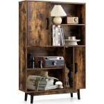 Goplus biblioth�que meuble de rangement industriel avec 4 �tag�res ouvertes et 2 cabinets de porte 80x24x1195c ...