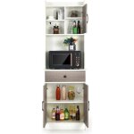 Goplus buffet de cuisine - l60xp40xh180 cm - 3 portes 1 tiroir - etag�re et plateau - armoire de rangement ...
