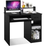 Goplus bureau informatique avec 1 tiroir et 2 �tag�resplanche � clavier coulissantetable de lordinateur ...