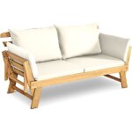 Goplus canap� de jardin extensible 2 places charge 320 kg - design 3 en 1 en bois dacacia certifi� fsc ...