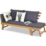 Goplus canap� de jardin extensible 2 places charge 320 kg - design 3 en 1 en bois dacacia certifi� fsc ...