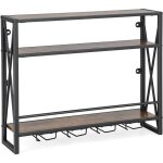 Goplus casier � vin mural avec 4 porte - verre � pied �tag�re de rangement � 3 niveaux pour cuisine bar ...