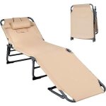 Goplus chaise longue ext�rieur pliante transat jardin r�glable � 6 positions bain de soleil pour terrasse ...