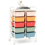 Goplus chariot de rangement 10 tiroirs tiroir d�tachable tour de rangement � 4 roulettes 2 avec frein ...