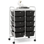 Goplus chariot de rangement 10 tiroirs tiroir d�tachable tour de rangement � 4 roulettes 2 avec frein ...