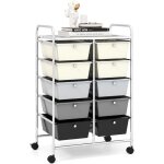 Goplus chariot de rangement 10 tiroirs tiroir d�tachable tour de rangement � 4 roulettes 2 avec frein ...