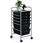 Goplus chariot de rangement 6 tiroirs 37 x 325 x 745 cm tour de rangement � roues cadre en acier pour ...