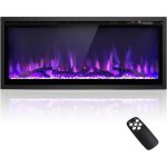 Goplus chemin�e �lectrique 750w / 1500w - 16 - 28�c - effet flamme 3d & 12 couleurs & 5 luminosit�s - ...