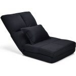 Goplus coussin de sol r�glable en 5 positions chaise japonaise pliable pour salon bureau noir