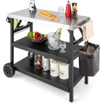 Goplus desserte jardin 106x52x84cmchariot de barbecue mobile � 3 niveauxsupport porte - �picesporte - ...