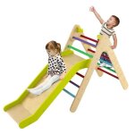 Goplus �chelle triangulaire enfants avec rampejouet descalade en bois avec toboggan r�glableactivit�s ...