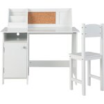 Goplus bureau enfant avec chaise - 90x45x86cm - 1 armoire � porte + biblioth�que dessus + tableau daffichage ...