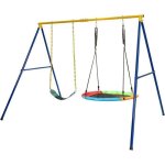 Ensemble de portique et 2 balan�oires - goplus - 249x185x1815cm avec charge 150 + 150kg - en forme a ...