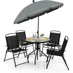 Goplus ensemble salon de jardin 6 pi�ces en textil�nemeubles de jardin avec parasoltable et 4 chaises ...
