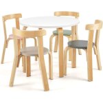 Goplus ensemble table et 4 chaises enfants60x50x50cmen bois de peuplierdossier incurv�id�al pour manger ...