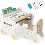 Goplus ensemble table et chaise pour enfants avec plateau effa�able stylos aquarelle et gomme pour dessiner ...