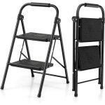 Goplus escabeau � 2 marchesmarchepied pliant avec p�dale antid�rapante & poign�ecadre m�talliquecharge ...
