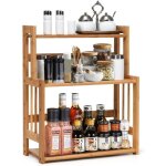 Goplus �tag�re � �pices en bambou naturelporte - �pice � 3 niveaux avec tablette hauteur r�glable�tag�re ...
