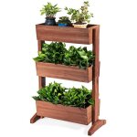 Goplus �tag�re � fleurs en boissupport de pots de fleurs � 3 niveaux amovibles hauteur et inclinaison ...