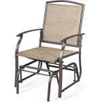 Goplus fauteuil � bascule en m�tal & textile chaise de jardin - camping avec accoudoirs & dossier charge ...