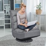 Goplus fauteuil chaise de sol ergonomique avec 5 positions r�glablespivotante � 360 degr�s avec dossier ...