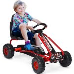 Goplus go - kart pour enfant 3 - 6 anskart � p�dales ext�rieur avec si�ge r�glable sur 2 positionsfrein ...