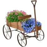 Goplus jardini�re forme brouette chariot d�coratif en bois avec 2 bac de plantation pour jardini�rejusqu?� ...