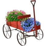 Goplus jardini�re forme brouette chariot d�coratif en bois avec 2 bac de plantation pour jardini�rejusqu?� ...