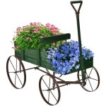 Goplus jardini�re forme brouette chariot d�coratif en bois avec 2 bac de plantation pour jardini�rejusqu?� ...