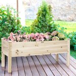 Goplus jardini�re sur pieds bac � fleurs en boislit sur�lev� jardini�re avec 5 trous de drainage pour ...
