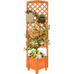 Goplus jardini�re avec treillis 180 cm en bois avec trou de drainage pour plantes grimpantes fleurs jardini�re ...