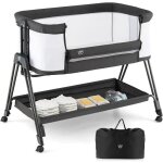 Lit cododo b�b� 0 - 6 mois - goplus - 7 hauteurs r�glables - berceau inclinable & mobile - �tag�re et ...