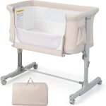 Goplus lit cododo portable 3 en 1 avec mode berceau - matelas amovible - hauteur r�glable - roues verrouillabl ...