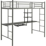 Goplus lit mezzanine en m�tal avec bureau lit superpos� 2 en 1 avec poste de travail cadre de lit superpos�(ar ...