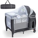 Goplus lit parapluie pour b�b� pliable � roulettes avec table � langer et matelaslit de voyage b�b� avec ...