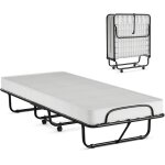 Goplus lit pliant 190x80x39cm avec matelas en m�moire de forme - charge 120kg - cadre en acier / � ressorts ...
