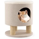 Goplus maison de chat 3 en 1 avec griffoirs balle en peluche arbre � chat transformable en tabouret - ...