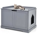 Goplus maison pour chat en boiscabane / abri / enclos pour chat avec fen�tres et portesstyle moderne75x54x52cm ...