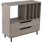 Goplus meuble de rangement 91x36x87cm4 niveaux pour 300 albums disquessupport tourne disque vinyle avec ...