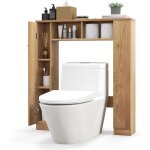 Goplus meuble wc �tag�re au - dessus des toilettes organisateur de rangement autoportant avec 2 portes ...