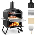 Goplus mini four � pizza dext�rieur en acier inoxydable pour 2 pizzas pelle � pizza pierre � pizza couvercle ...