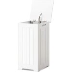 Goplus panier � linge en mdf avec couvercle � charni�re meuble � linge corbeilles � linge pour buanderie ...