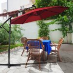 Parasol d�port� �3m - goplus - parasol pour terrasse - parasol inclinable - 32 led - rotatif � 360� - ...
